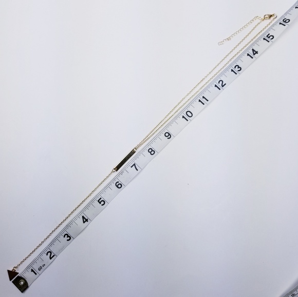 Long Gold Bar Chain Boho Arrow Necklace - Picture 3 of 4